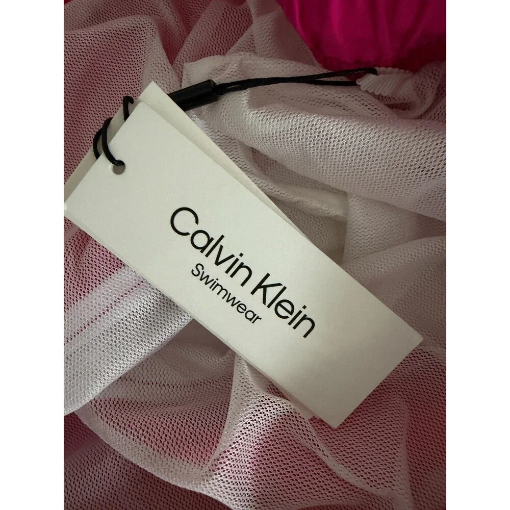 Calvin Klein Men's XL Pink White Swim Trunks Board Shorts NWT Quick Dry Mesh